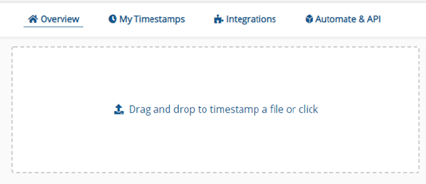 OriginStamp dashboard create timestamp